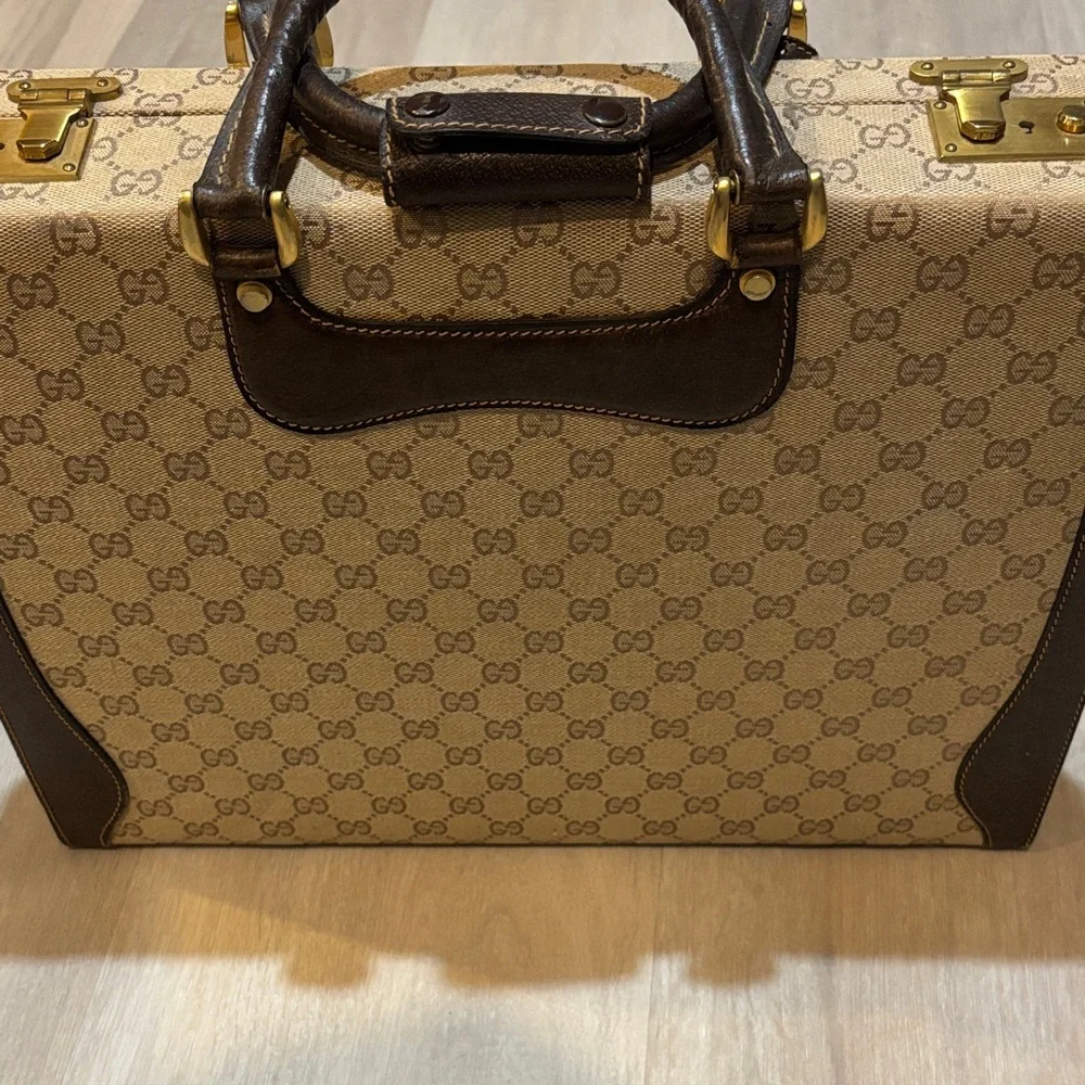 Gucci Tan and Brown Monogram Briefcase - Picture 2 of 3
